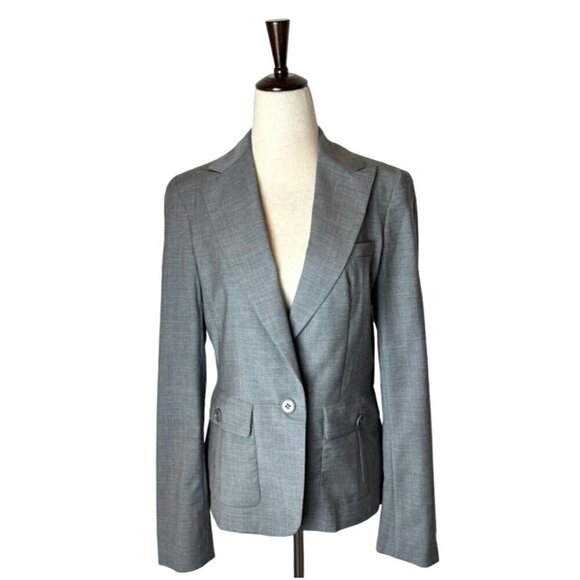 Talbots Blazer Women 2 Gray Wool Blend Single Breasted One Button Close Kate Fit - Picture 2 of 12